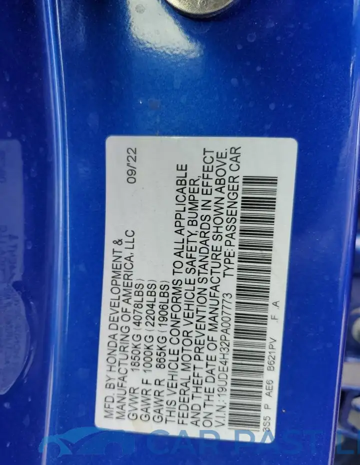 19UDE4H32PA007773# 13