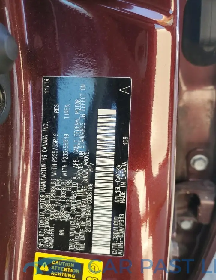 2T2BC1BA9FC006188# 12