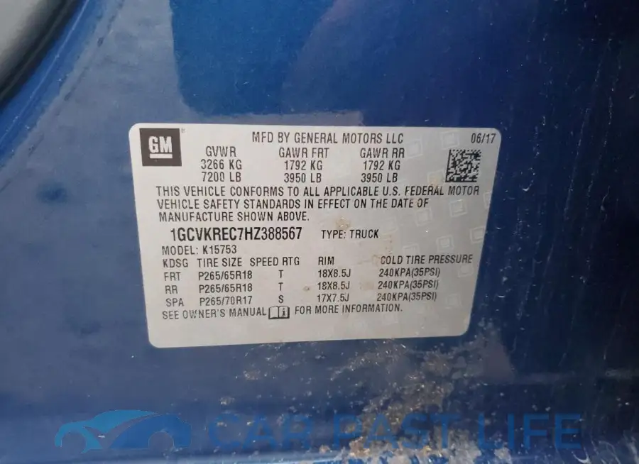 1GCVKREC7HZ388567# 12