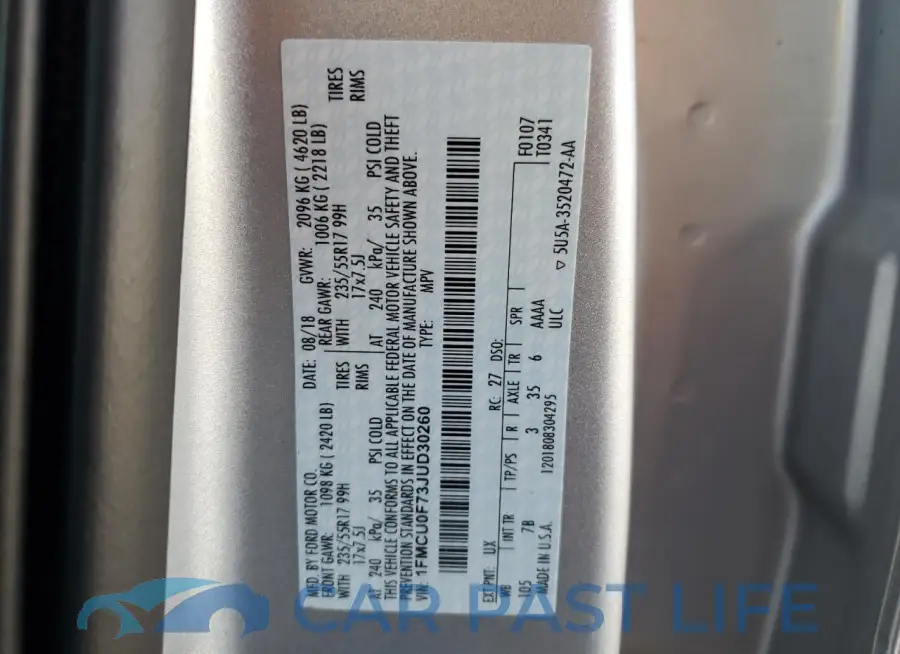 1FMCU0F73JUD30260# 13