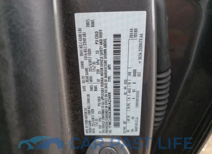 1FMCU9G63MUA23458# 13