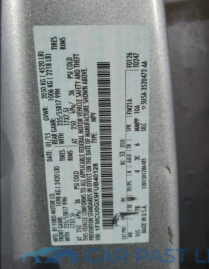 1FMCU0GX9FUB40128# 13