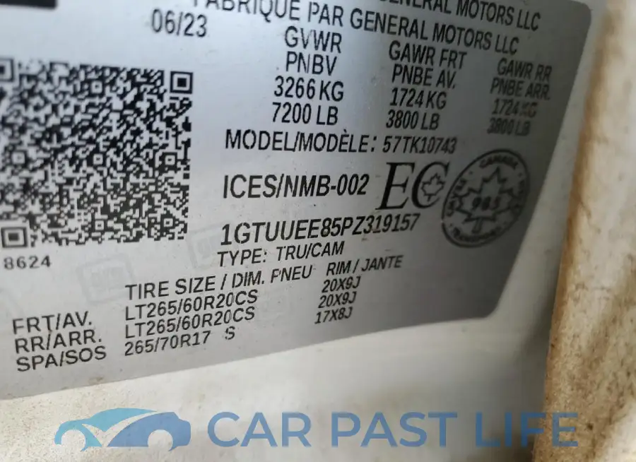1GTUUEE85PZ319157# 13