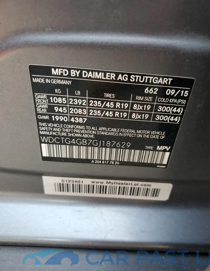 WDCTG4GB7GJ187629# 13