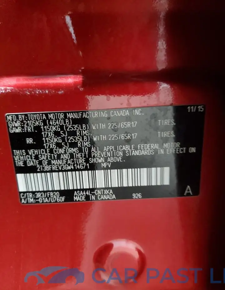 2T3BFREV3GW414671# 13