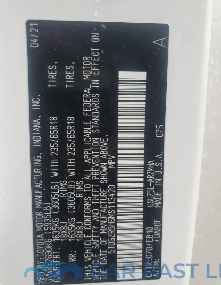 5TDGZRBH6MS113420# 13