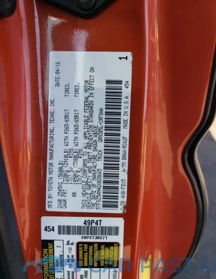 5TFSZ5AN4GX028665# 12