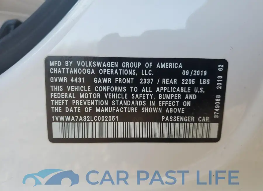 1VWWA7A32LC002051# 12