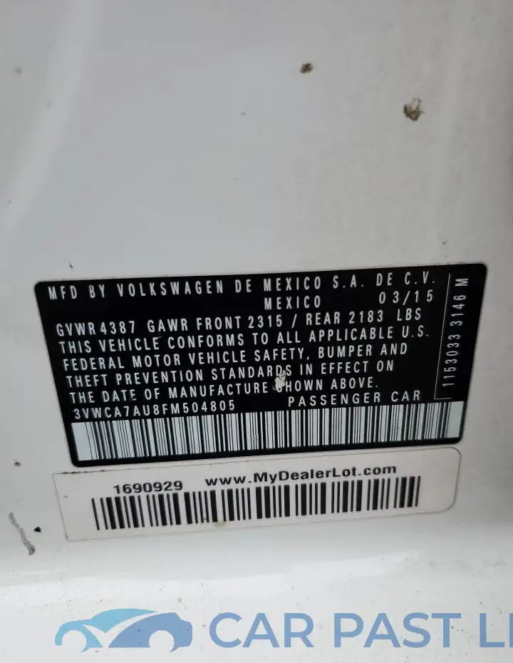 3VWCA7AU8FM504805# 13