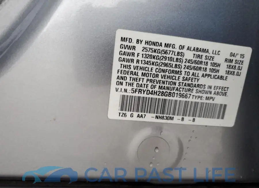 5FRYD4H28GB019667# 14