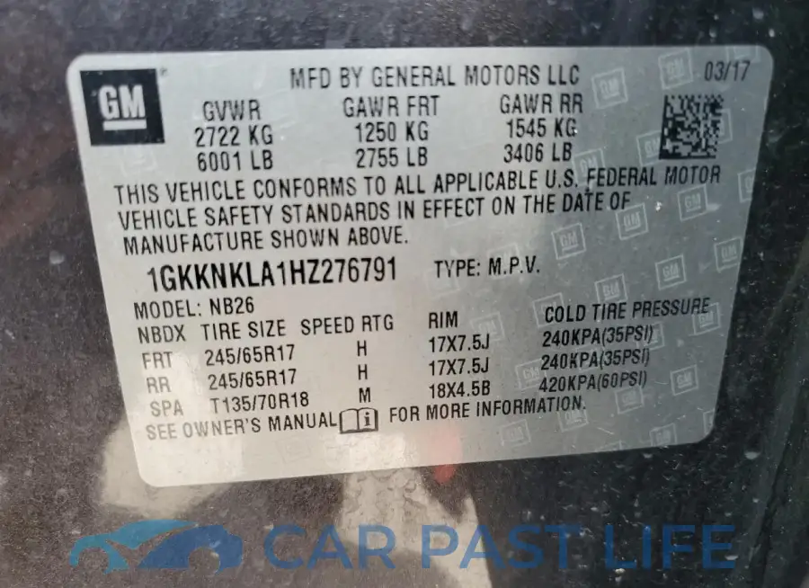 1GKKNKLA1HZ276791# 12