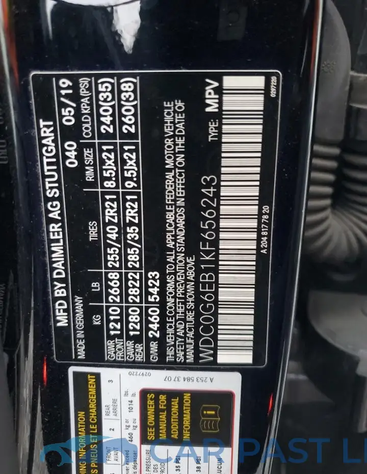 WDC0G6EB1KF656243# 12