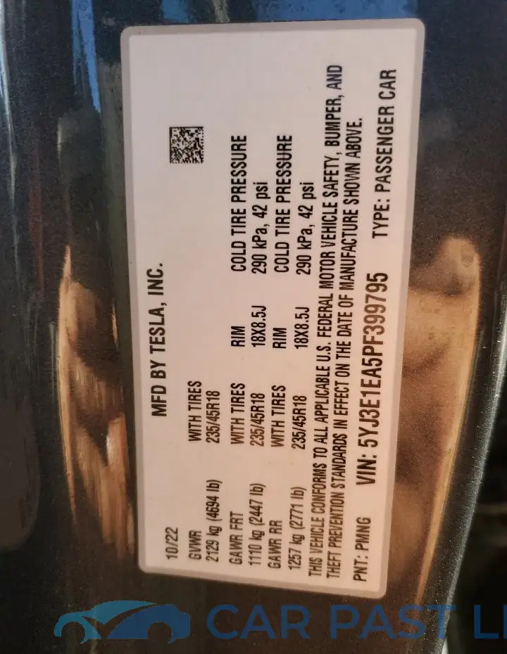 5YJ3E1EA5PF399795# 13