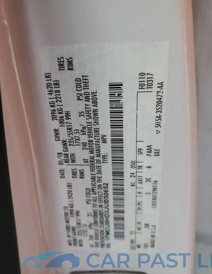 1FMCU0HD3JUB50652# 14
