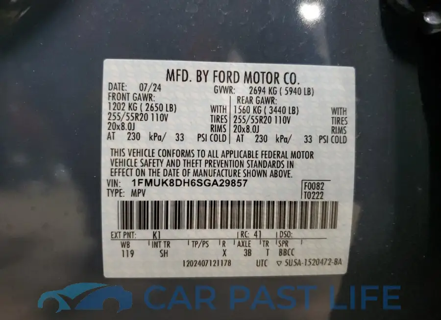 1FMUK8DH6SGA29857# 13