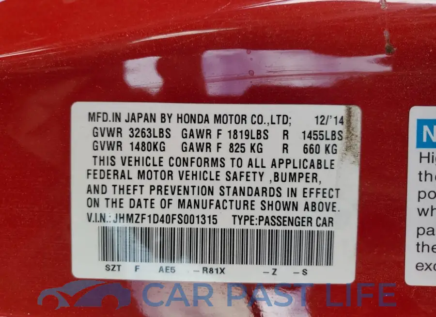 JHMZF1D40FS001315# 13