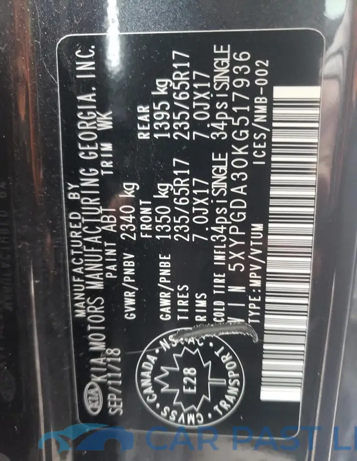 5XYPGDA30KG517936# 14