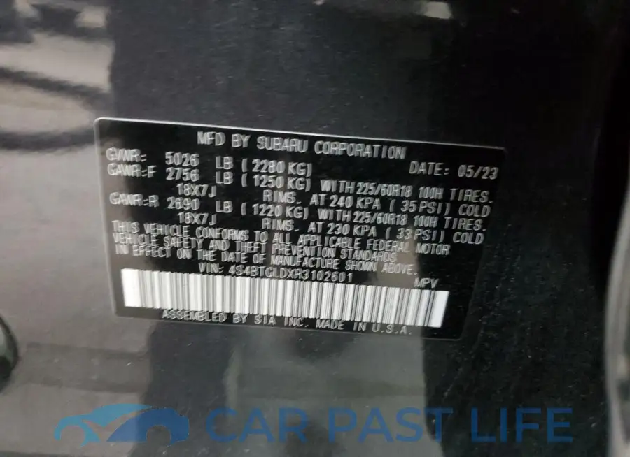 4S4BTGLDXR3102601# 13