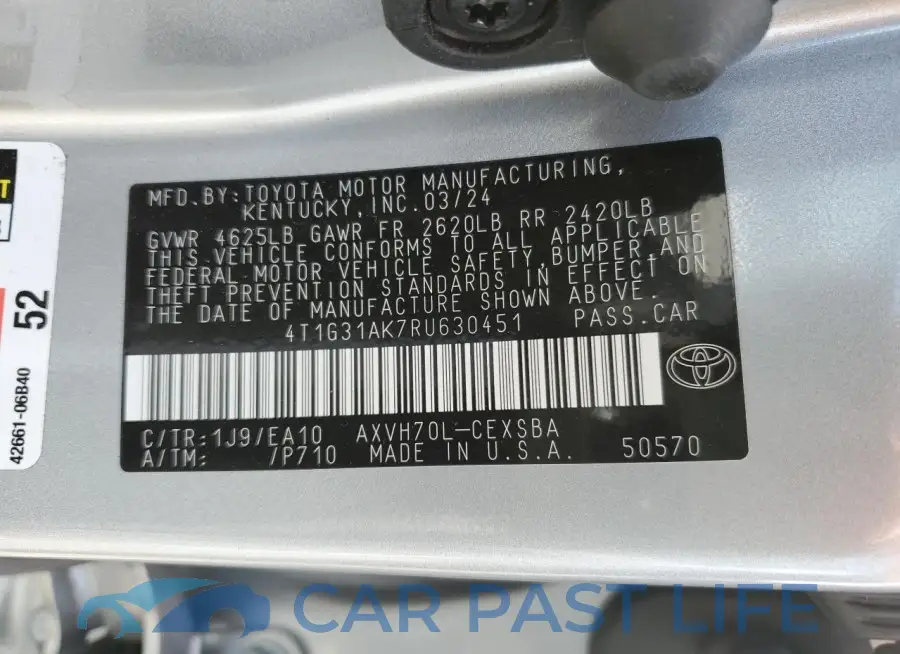 4T1G31AK7RU630451# 12