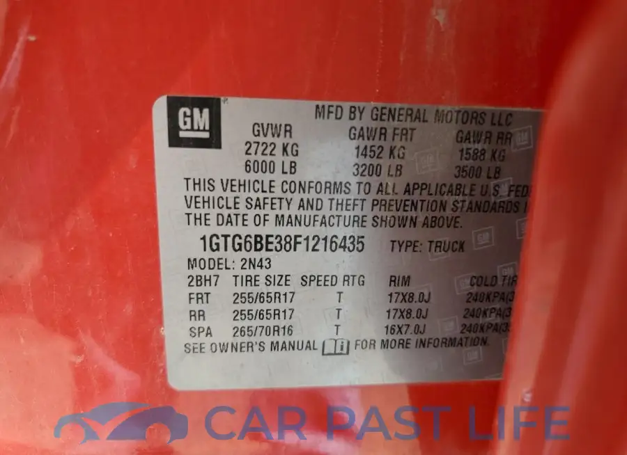 1GTG6BE38F1216435# 12
