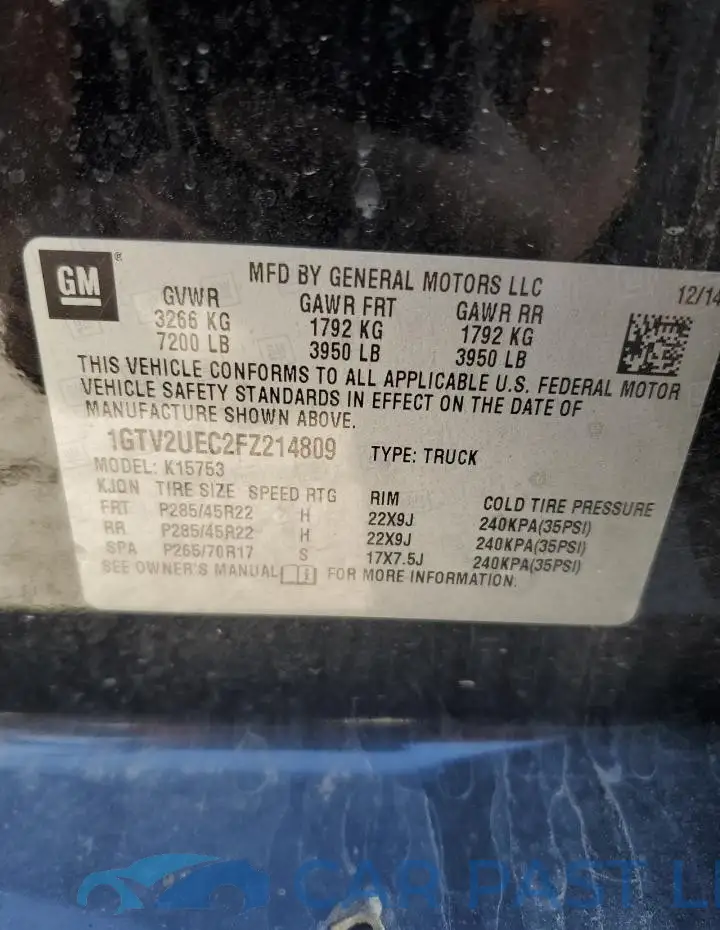 1GTV2UEC2FZ214809# 12