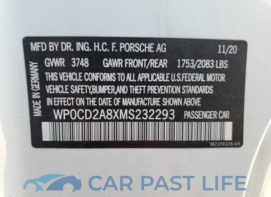 WP0CD2A8XMS232293# 12