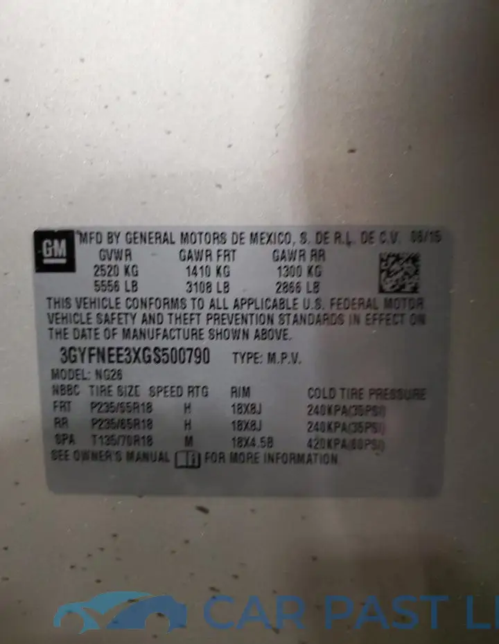 3GYFNEE3XGS500790# 13