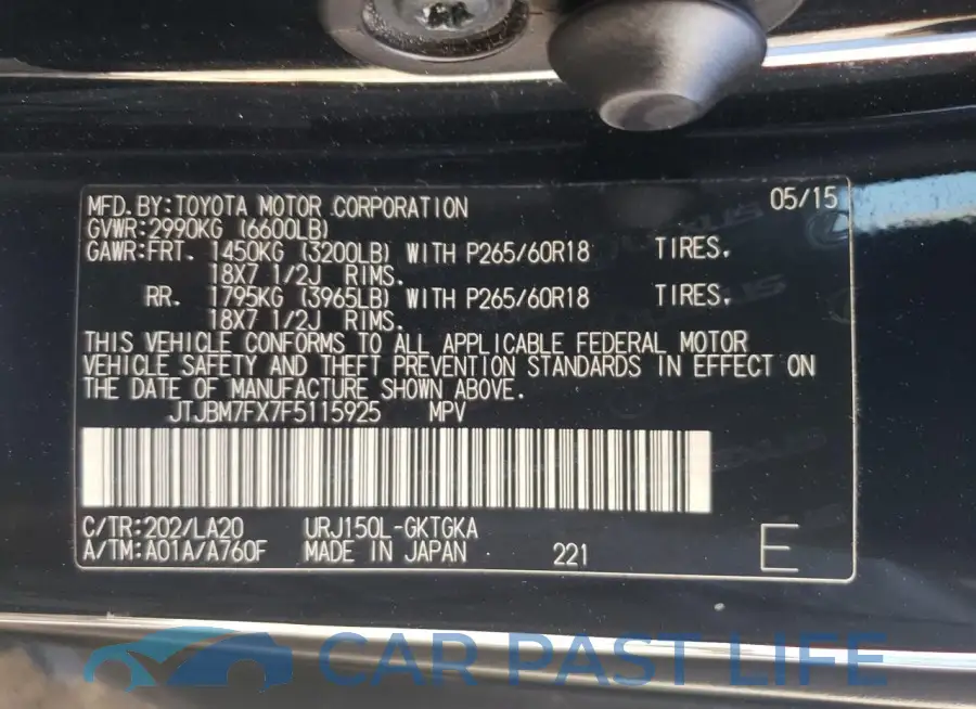 JTJBM7FX7F5115925# 12