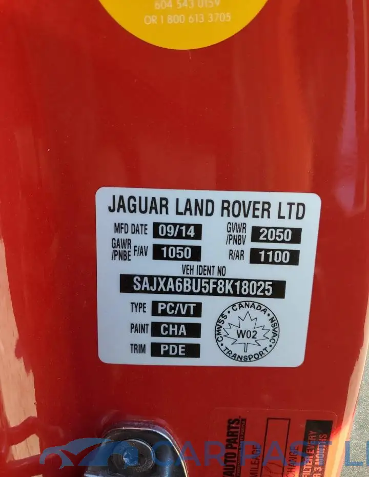 SAJXA6BU5F8K18025# 12