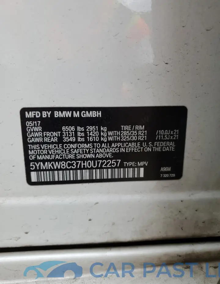 5YMKW8C37H0U72257# 13