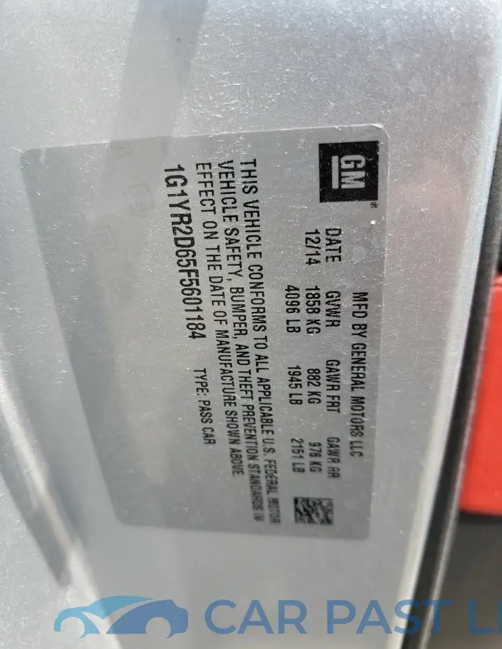 1G1YR2D65F5601184# 12