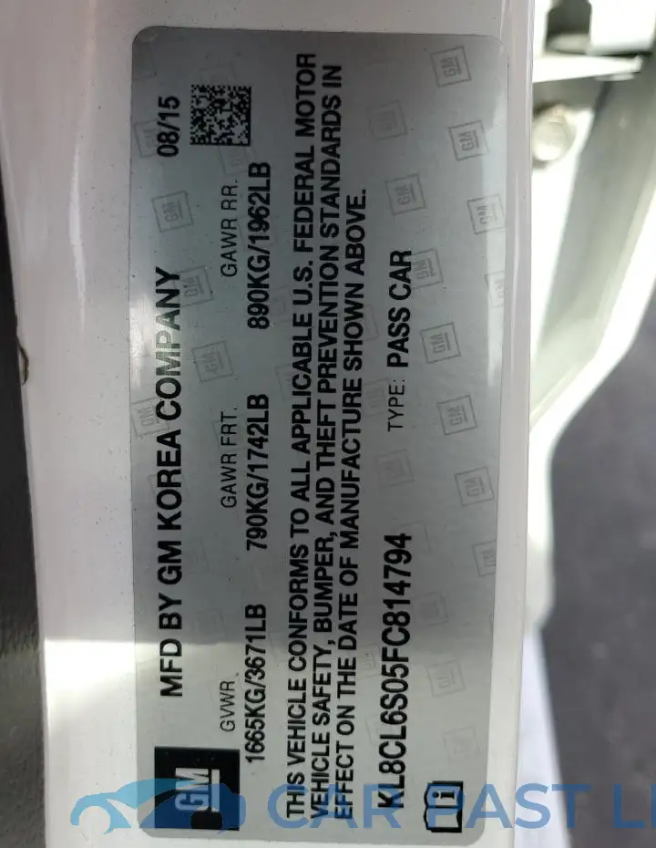 KL8CL6S05FC814794# 12