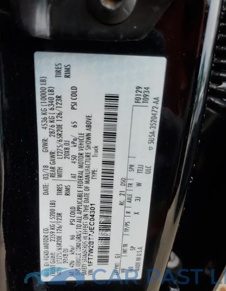 1FT7W2BT7JEC04301# 12