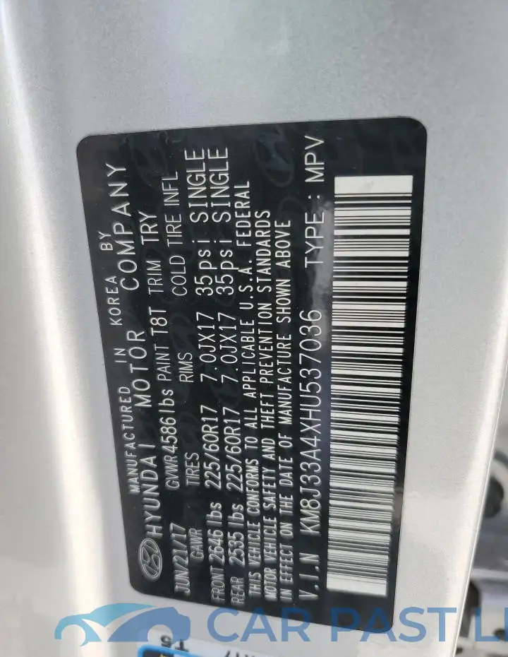 KM8J33A4XHU537036# 13