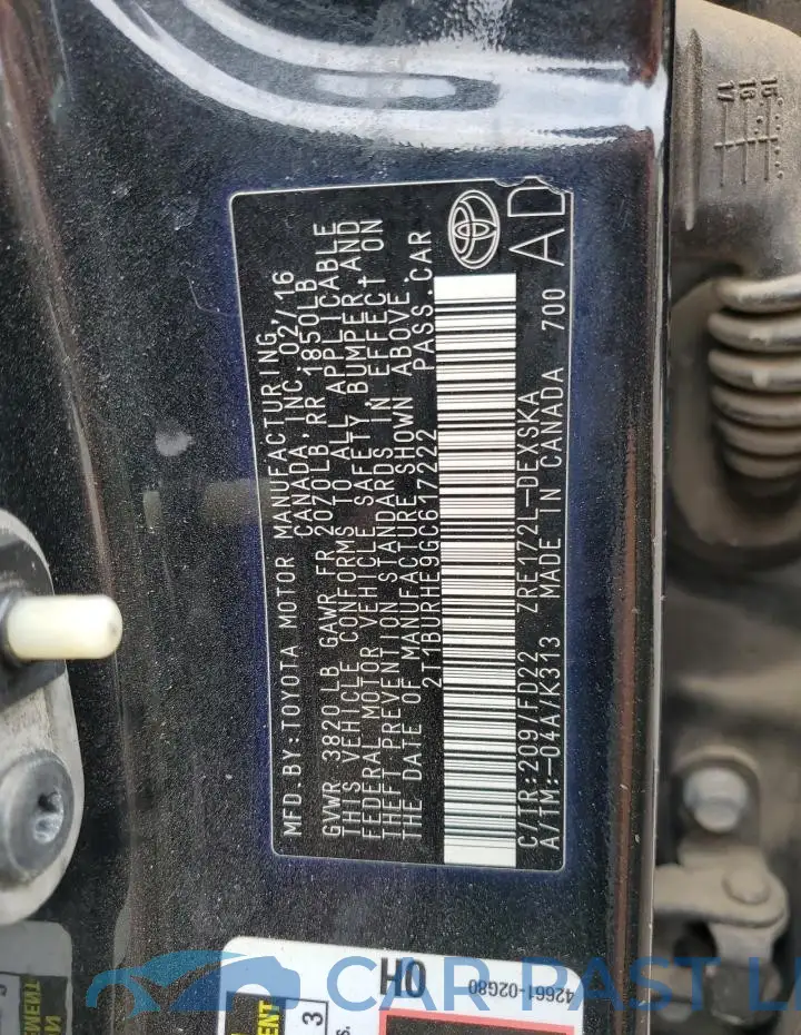 2T1BURHE9GC617222# 13