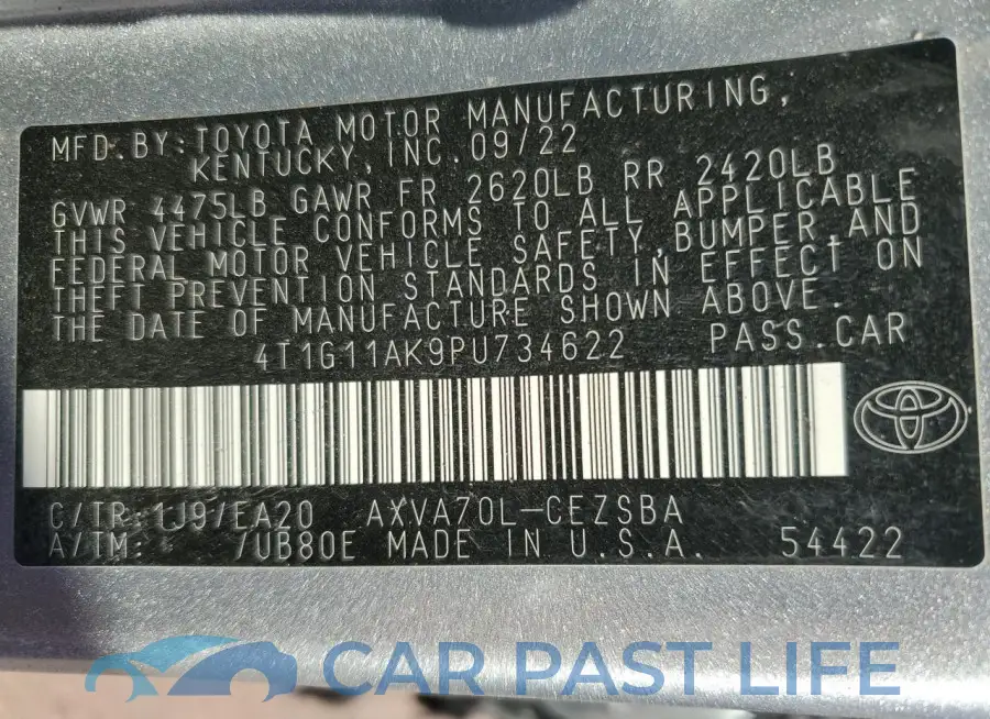 4T1G11AK9PU734622# 13