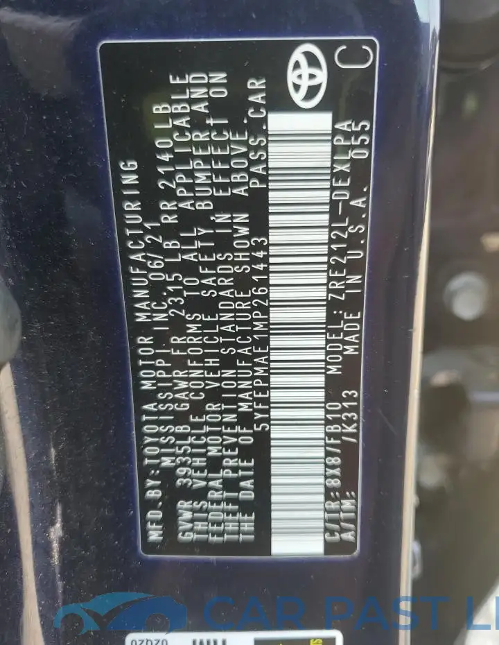 5YFEPMAE1MP261443# 12