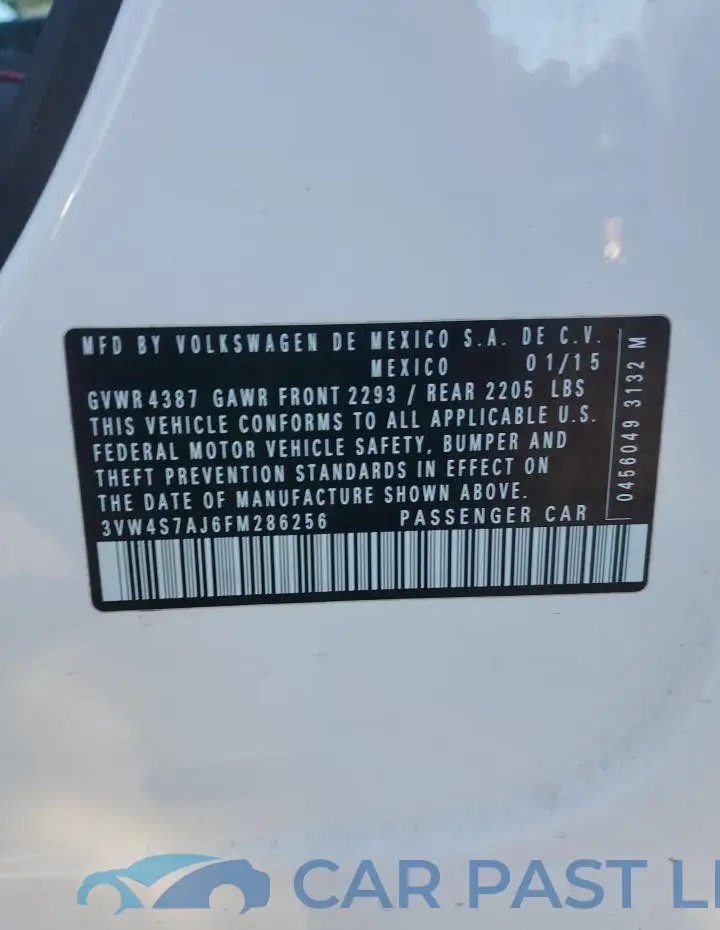 3VW4S7AJ6FM286256# 13