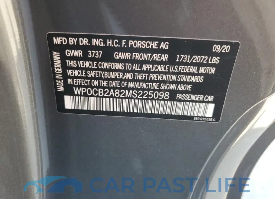 WP0CB2A82MS225098# 12