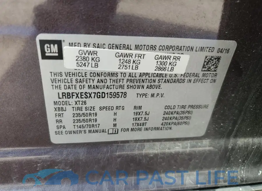 LRBFXESX7GD159578# 13