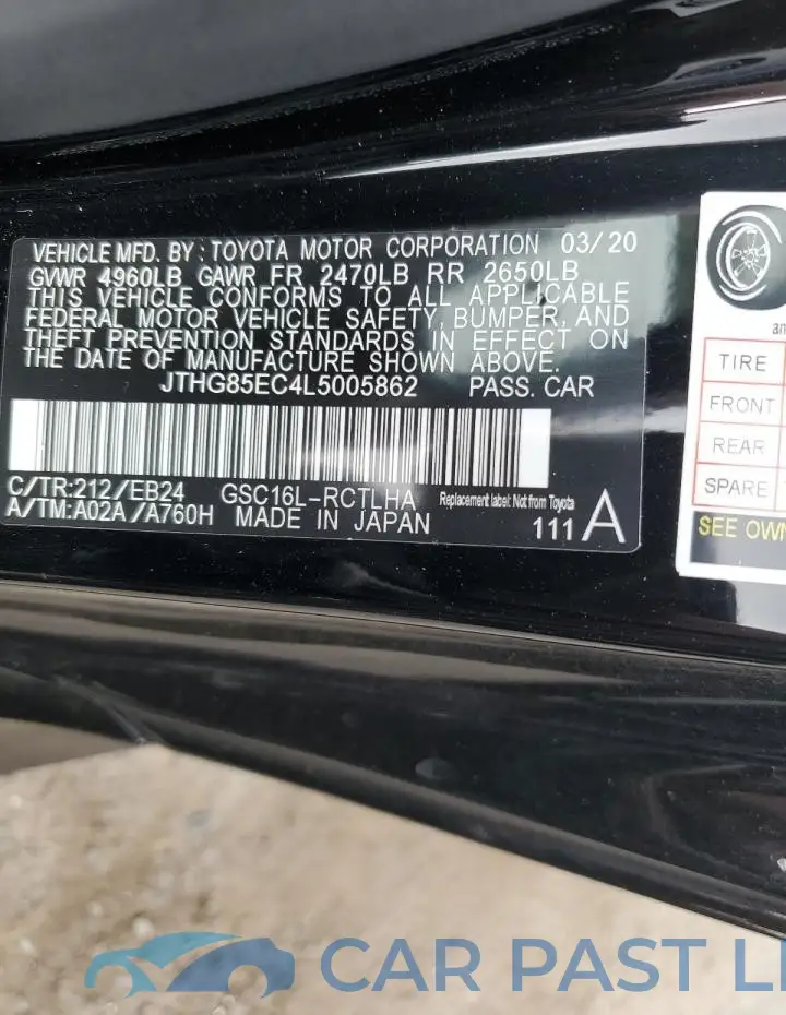 JTHG85EC4L5005862# 13