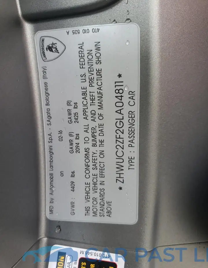 ZHWUC2ZF2GLA04811# 12