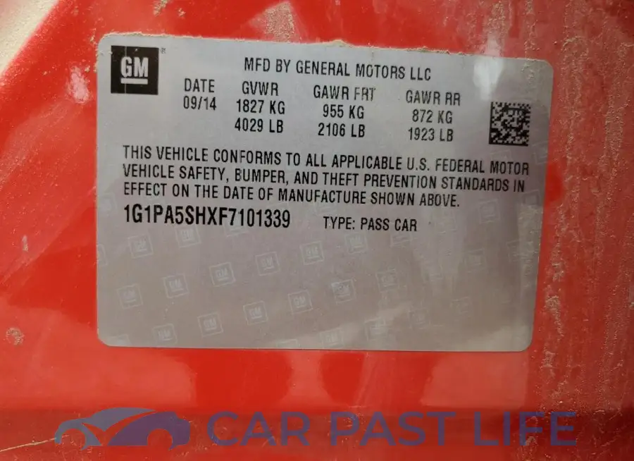 1G1PA5SHXF7101339# 12
