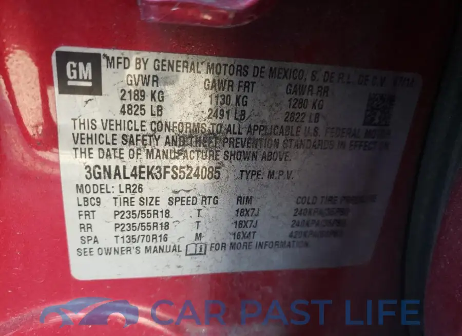 3GNAL4EK3FS524085# 13