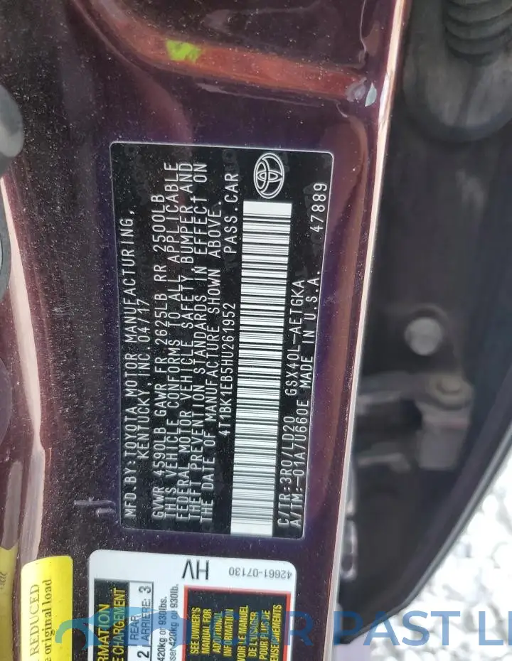 4T1BK1EB5HU261952# 12