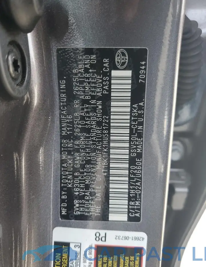 4T1BK1FK1HU581722# 12