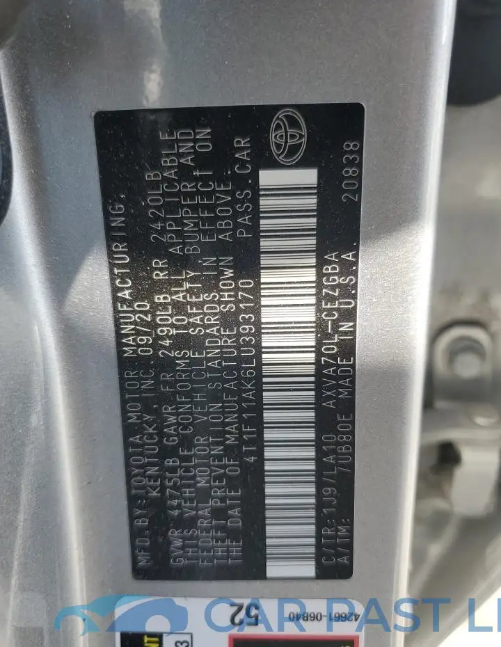 4T1F11AK6LU393170# 13