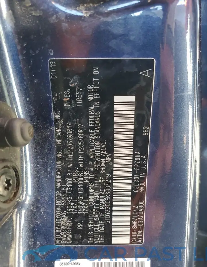 5TDYZ3DC5KS004219# 13