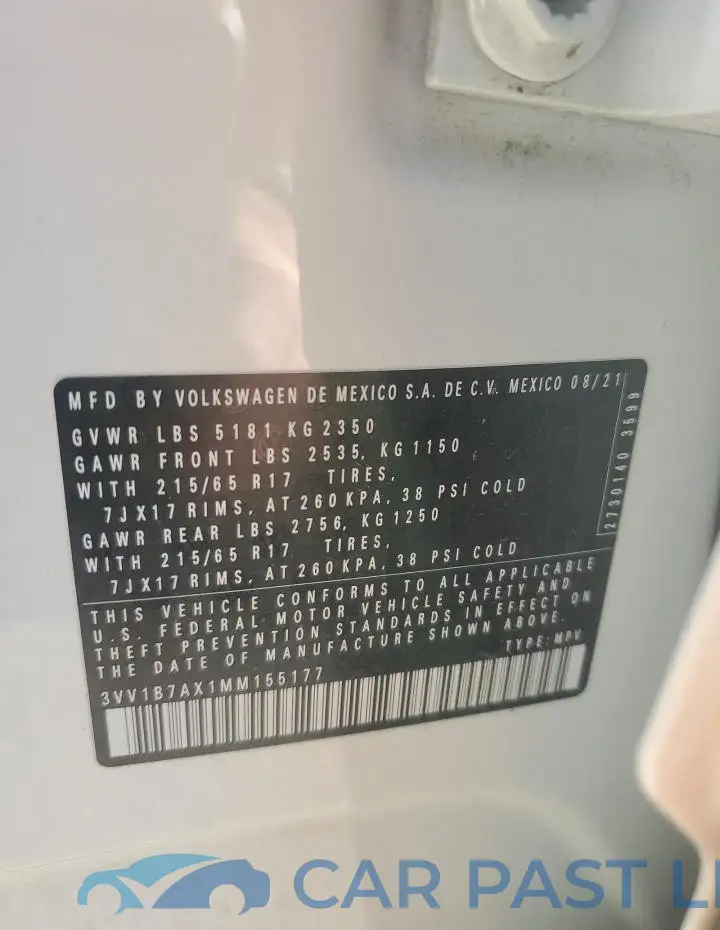 3VV1B7AX1MM155177# 13