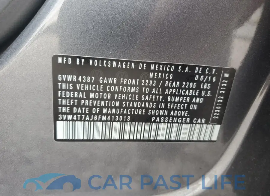 3VW4T7AJ6FM413018# 13